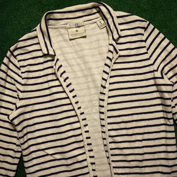 Women’s Maison Scotch & Soda NOMADE Strip Open-Front Cardigan Cream-White 1 - Picture 2 of 7